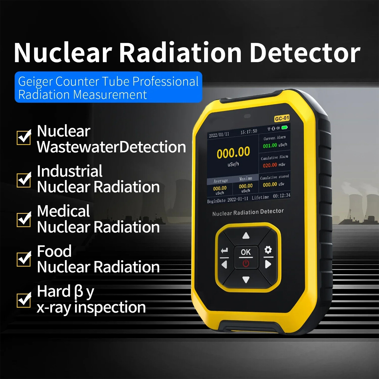 Portable Nuclear Radiation Detector GM Geiger Counter β/γ/X-Ray Dosimeter