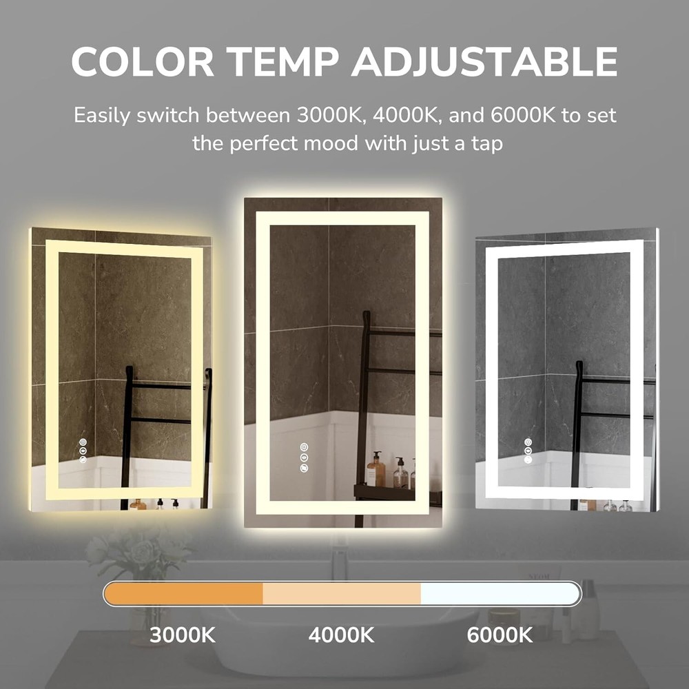 LED Bathroom Mirror 72x36" Dimmable Lighted Vanity Mirror Horizontal&Vertical
