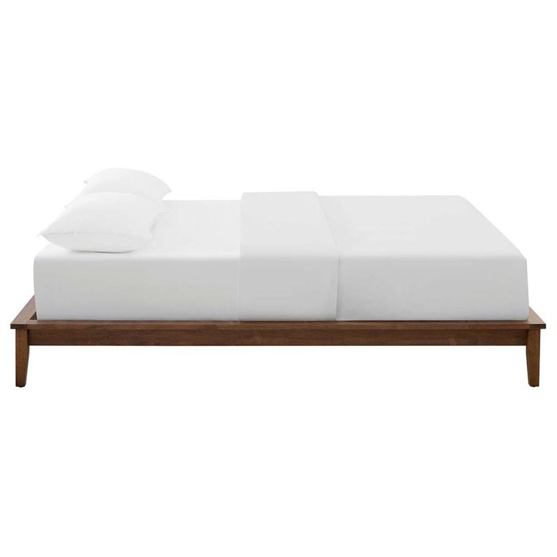 Modway Lodge Queen Modern Solid Wood Platform Bed Frame in Cappuccino