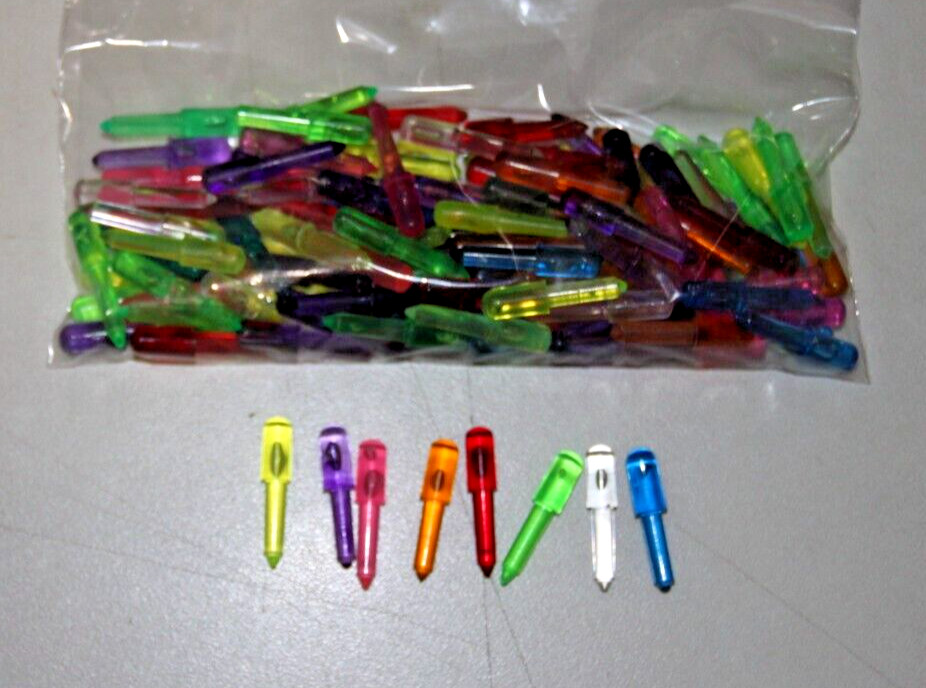 VINTAGE Lite Brite pegs 100 multi colors 1 1/8 in    (  FAST SHIPPING )