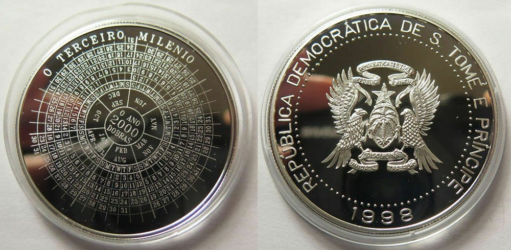1998 St.Thomas Large Silver 2000 Dobras Millenium
