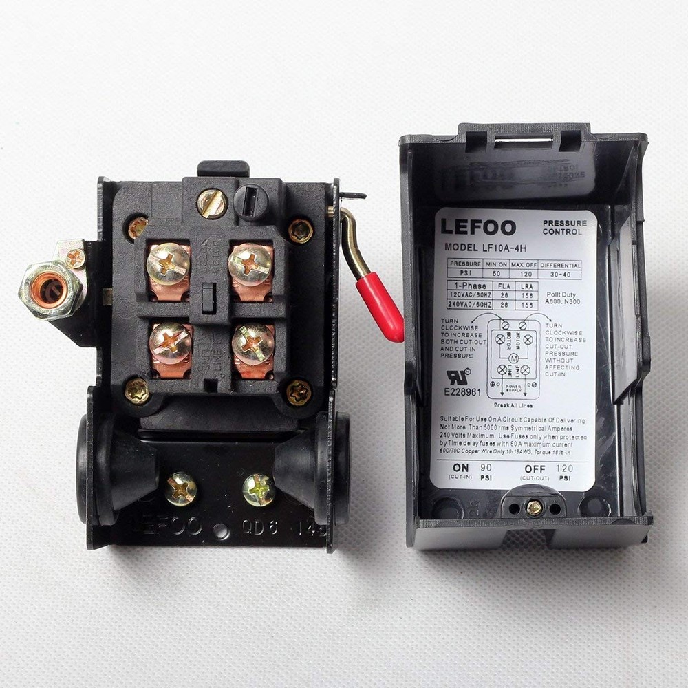 Secbolt Pressure Switch Manifold Regulator Gauges Air Compressor Black