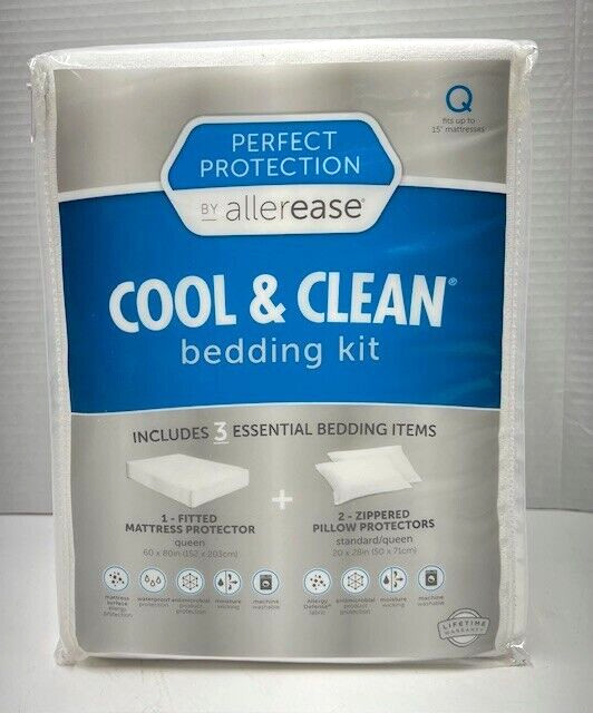 Allerease Cool & Clean Bedding Kit 3 Pc Mattress Protector- Queen Size