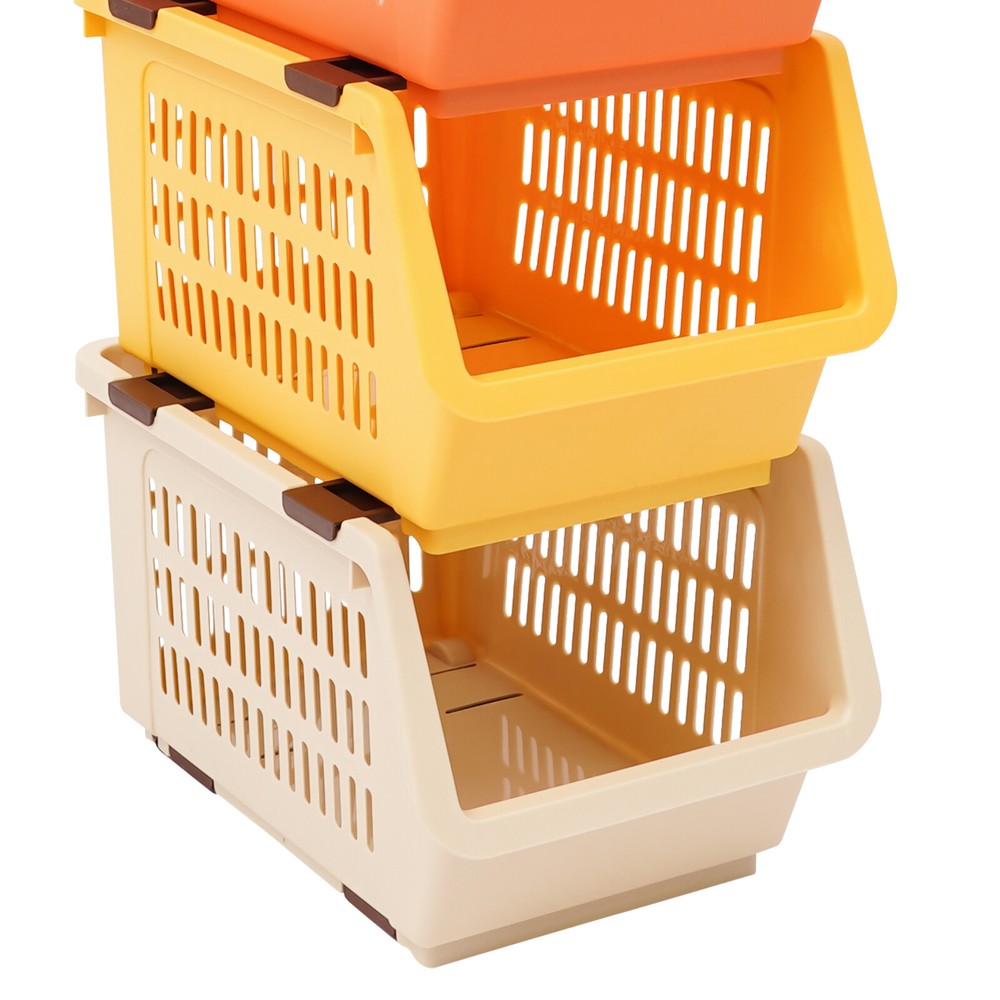 4 PCS Stacking Storage Baskets, Stackable Organizer Baskets, Storage Bins