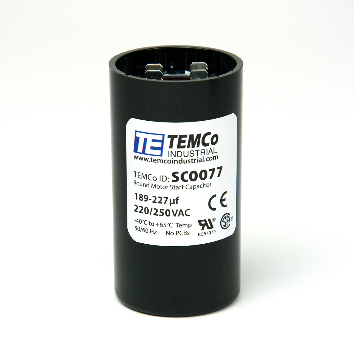 TEMCo 189-227 uf/MFD 220-250 VAC volts Round Start Capacitor 50/60 Hz -Lot-1