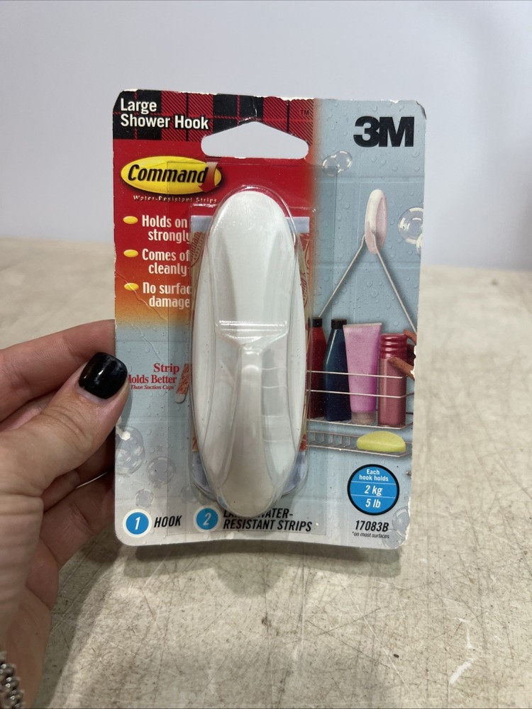 Command Designer Bath Hook Large White 1-Hook with Large,