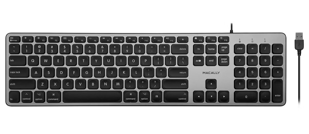 Macally Full Size 107 Key Wired Keyboard For Mac-Concave keycaps-new