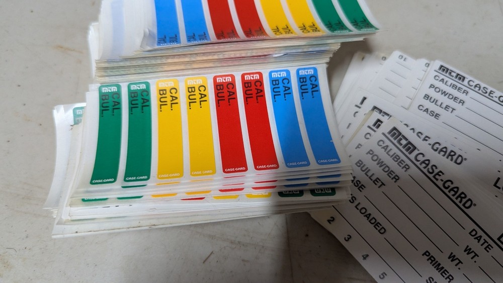 MTM reloading data labels, 2 types,