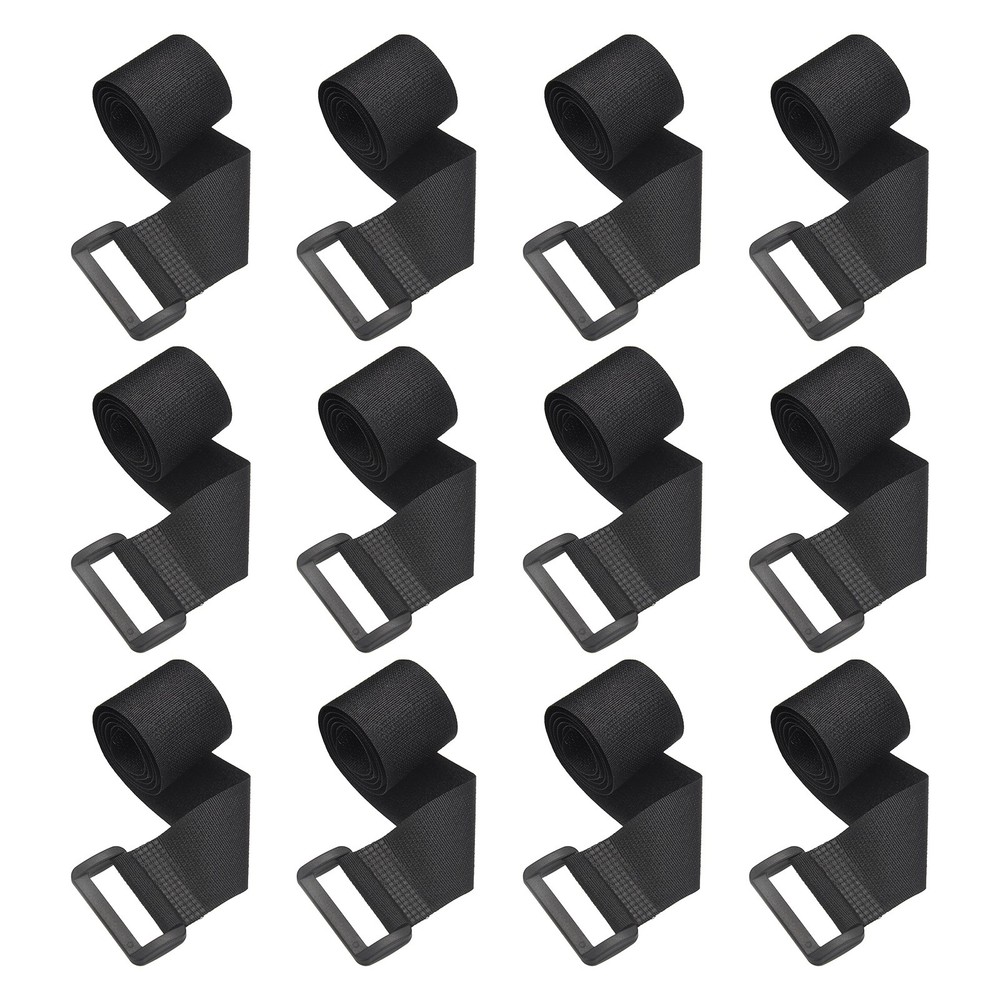 12pcs Reusable Cinch Straps 1.2"x19.7" Hook and Loop Cable Securing Strap, Black