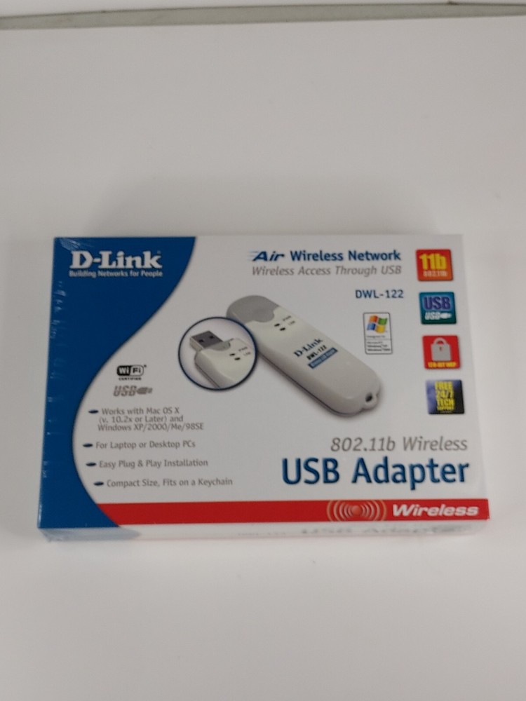 D-link Air Wireless Network- USB Adapter 802.11b DWL-122 New