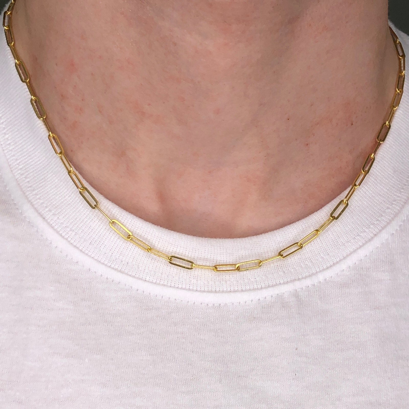 Real Genuine 1/20 14K Solid Yellow Gold Paperclip Chain Necklace 18 inch 2.4 mm