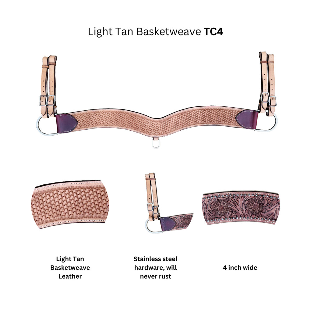 Tan Basket weave Tooled Tripping Collars | 28inch - 36inch