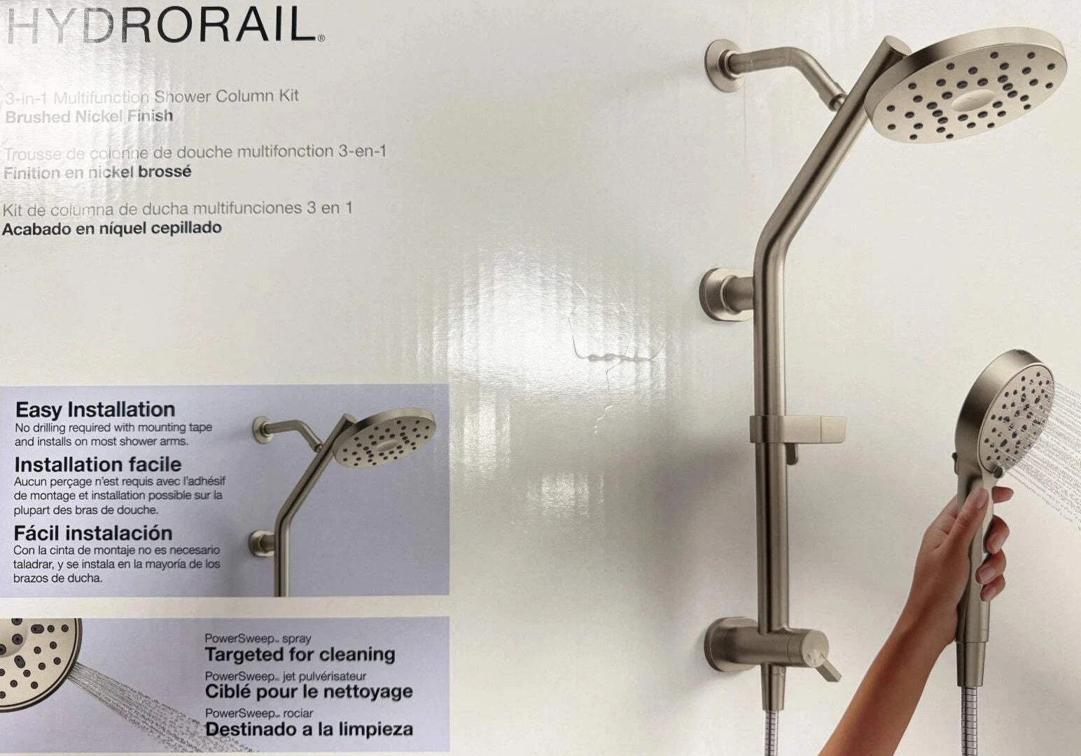 Kohler Hydrorail R38001-G-BN 3-in-1 Multifunction Shower System Nickel