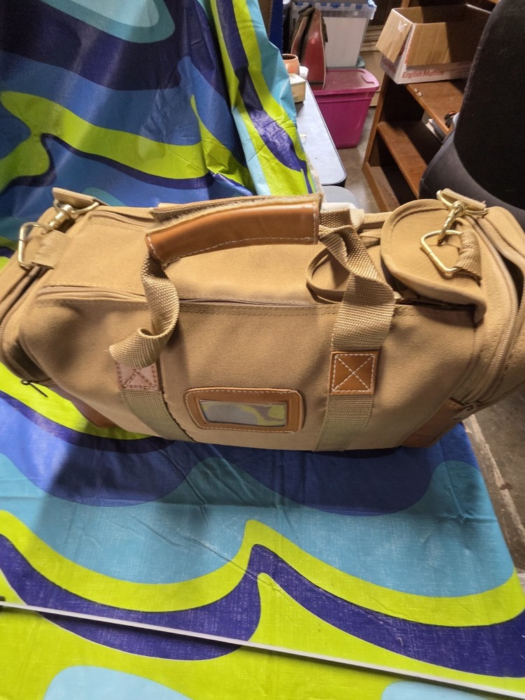 VTG MacGregor Padded Canvas Camera Bag Case - Tan Shoulder Strap Adj Compartment