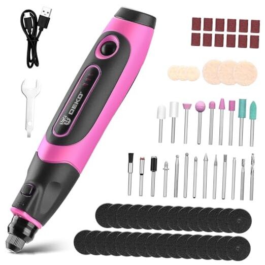 Mini Cordless Rotary Tool: 3.7V Rotary Tool Variable Speed Display with Pink