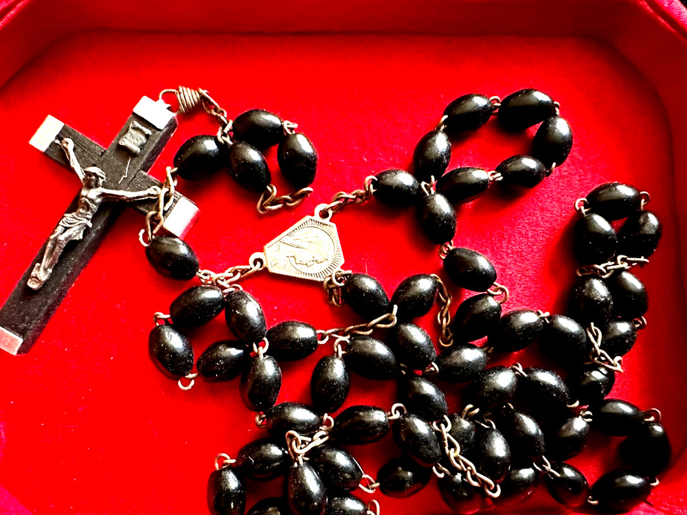 vintage rosary beads black made in Italy