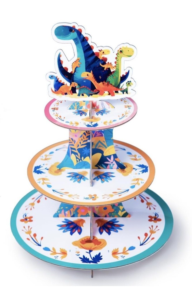 Dinosaur Cupcake Stand. 15" Tall.   (H6)