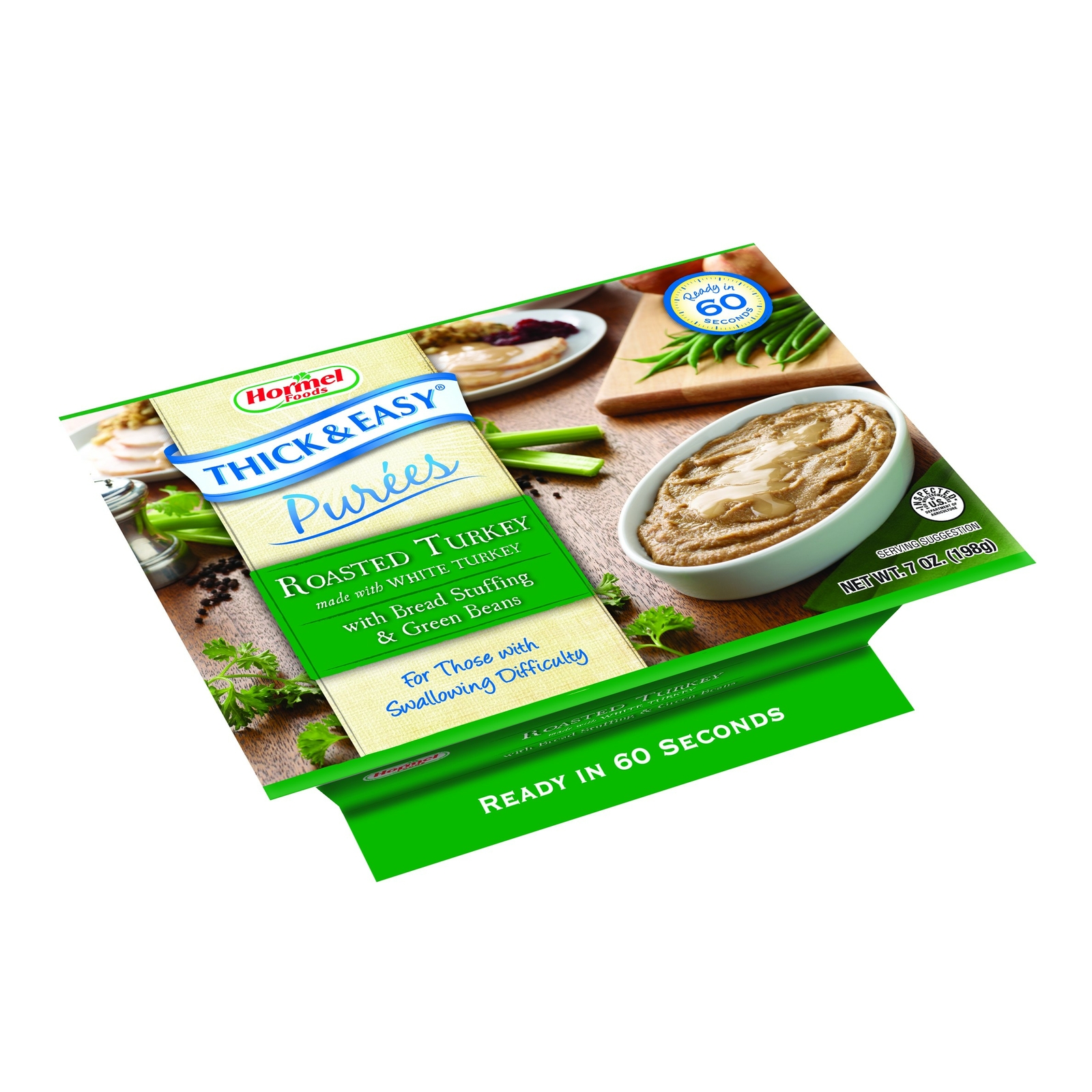 Thick & Easy Purees 7 oz. Bowl Turkey with Stuffing / Green Beans Case of 7