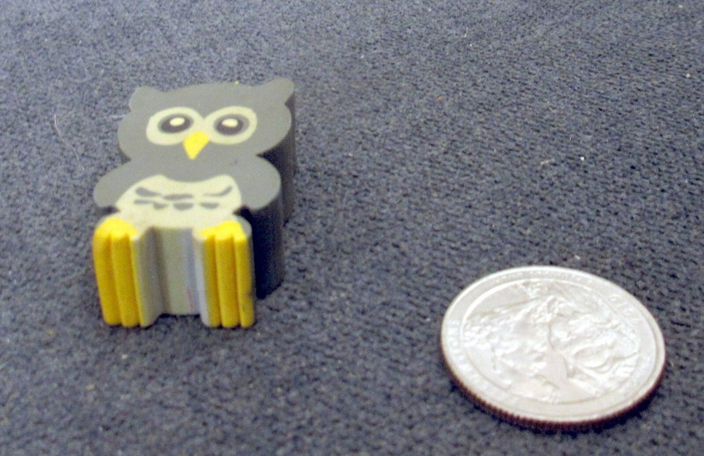 2 Baier Schneider Rubber Owl Erasers - 1¼" tall