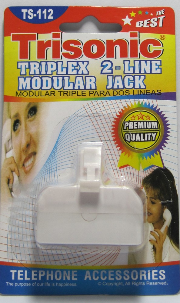 Triplex 2 Line Modular Phone Jack Telephone Line Adapter