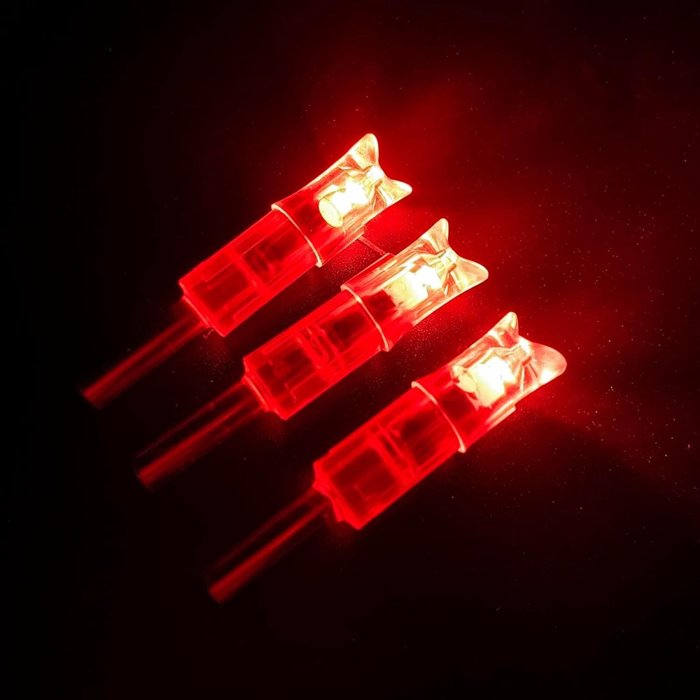 6PCS Lighted Nocks for Crossbow .300/7.62mm Inside Diameter Led Red