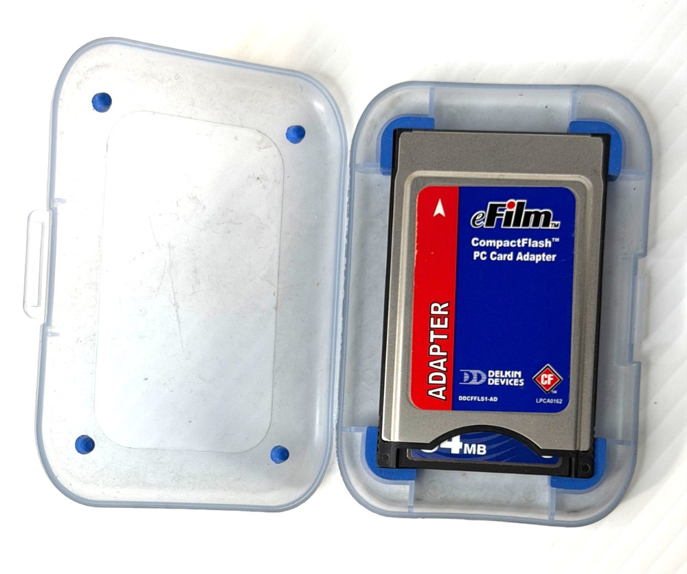 Delkin Compact Flash Card adapter PC PCMCIA & Case Compact Flash SanDisk 63mb CF