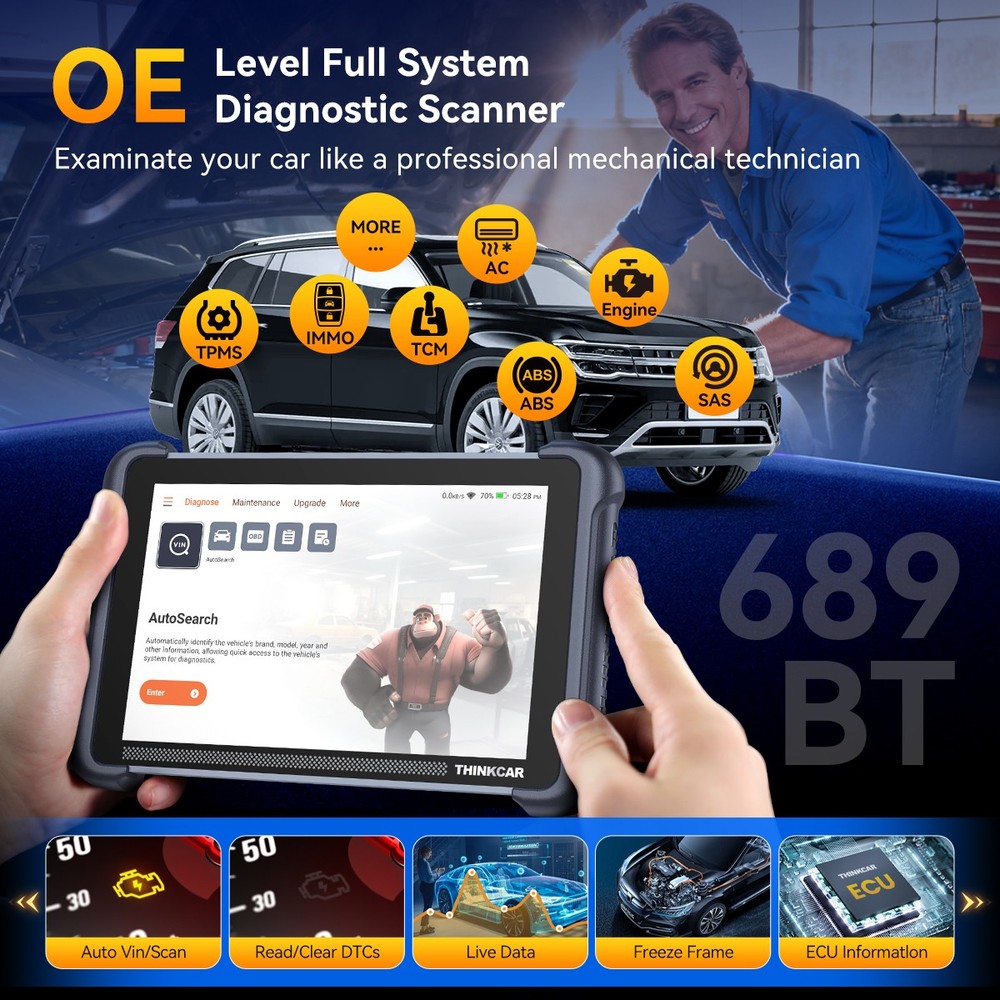 ThinkScan 689BT &THINKTPMS &TKEY101 OBD2 Scanner Diagnostic Key Programmer Tools