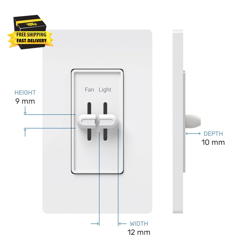 Modern Split Slider Knobs - Made in USA - Compatible with Lutron Skylark Fan Spe