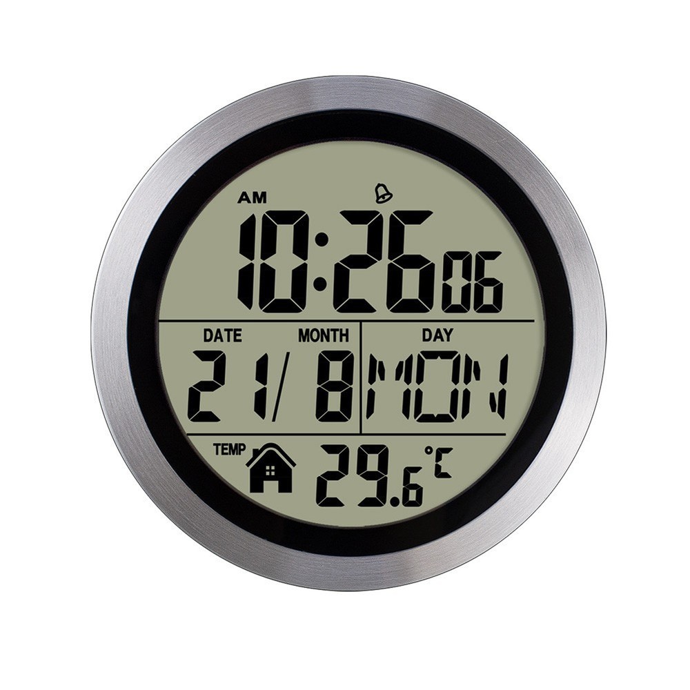 Electronic Wall Clock with Multifunctional Display of Time Temperature Date