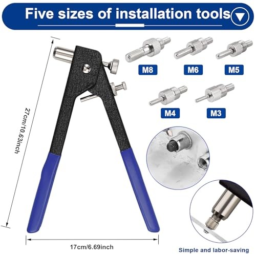 501Pcs Rivet Nut Tool Kit, Rivnut Tool 5 Size Nutsert Tool Kit