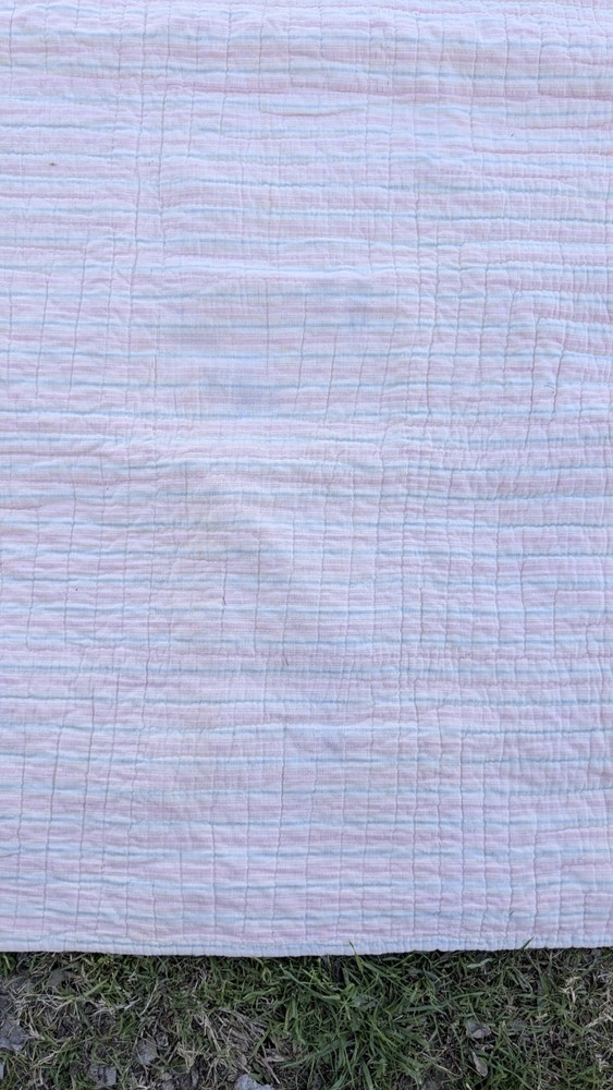 Antique 1920 Patchwork Quilt 64"X78 String Pieced Blocks