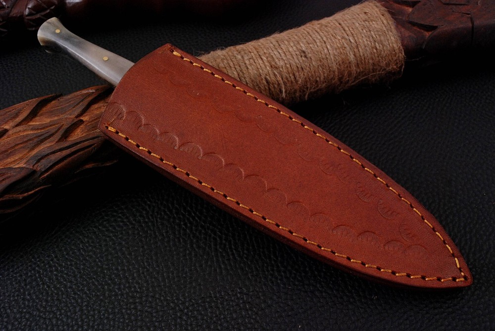 Vintage handmade Damascus double edged dagger boot TOOTHPICK knife