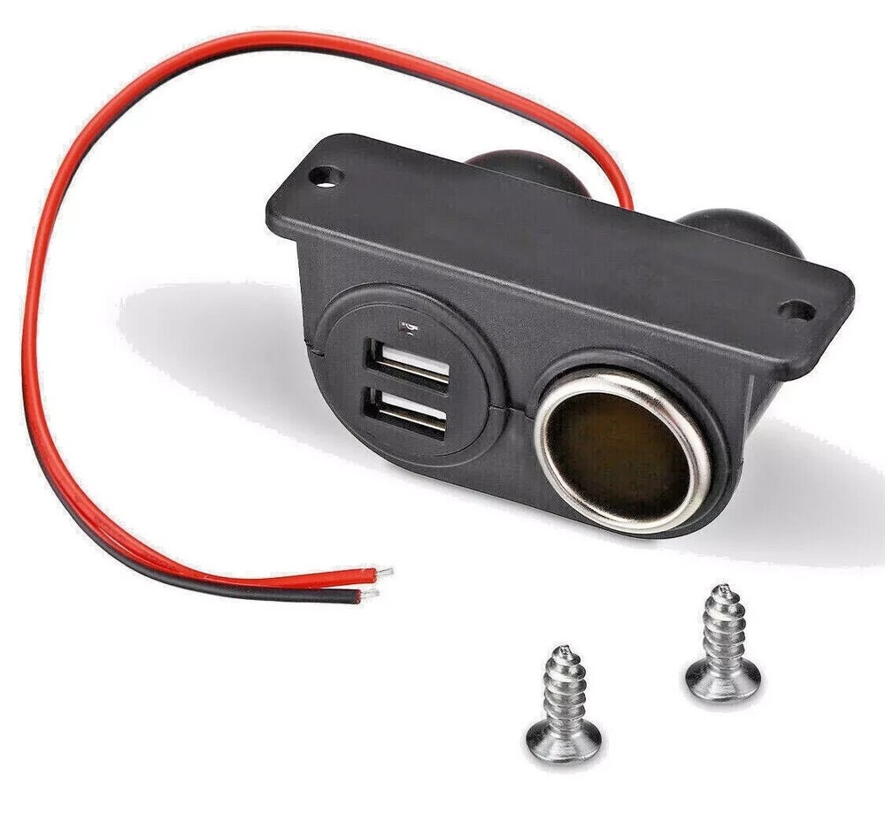 12V Car Cigarette Lighter Socket Splitter Dual USB Charger Power Adapter Outlet