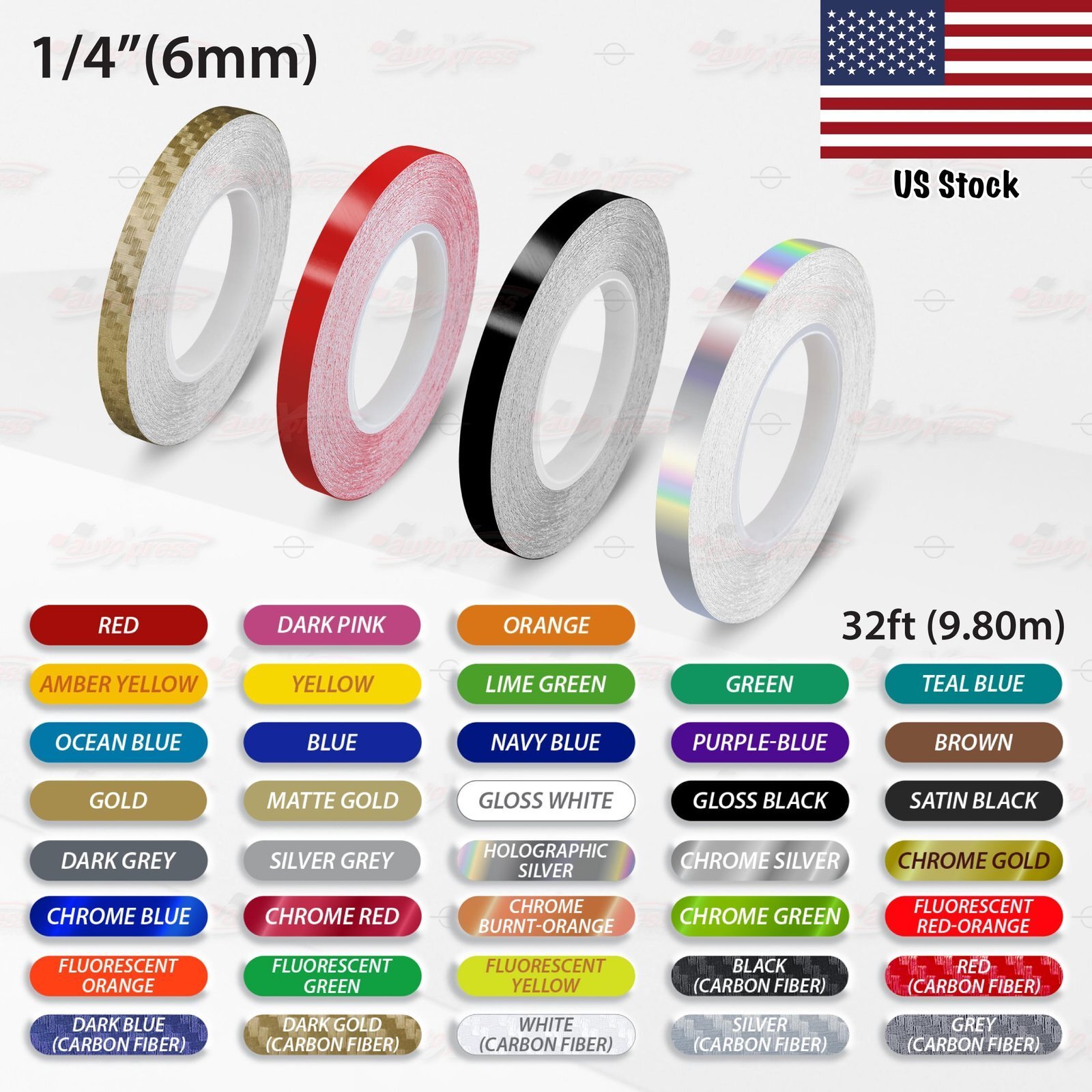 1/4" Roll Vinyl Pinstriping Pin Stripe Solid Line Car Tape Decals Stickers 6mm