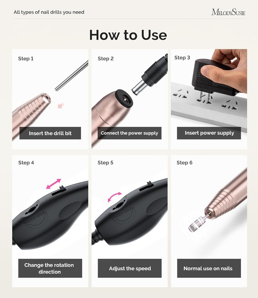 Multifunctional Nail Drill Kit with Metal Bits - Compact & Lightweight Design