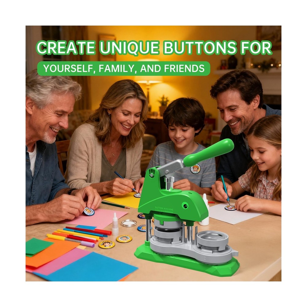 Button Maker Machine 3 Sizes, DIY Pin Making Machine 1+1.25+2.25 inch, Interc...