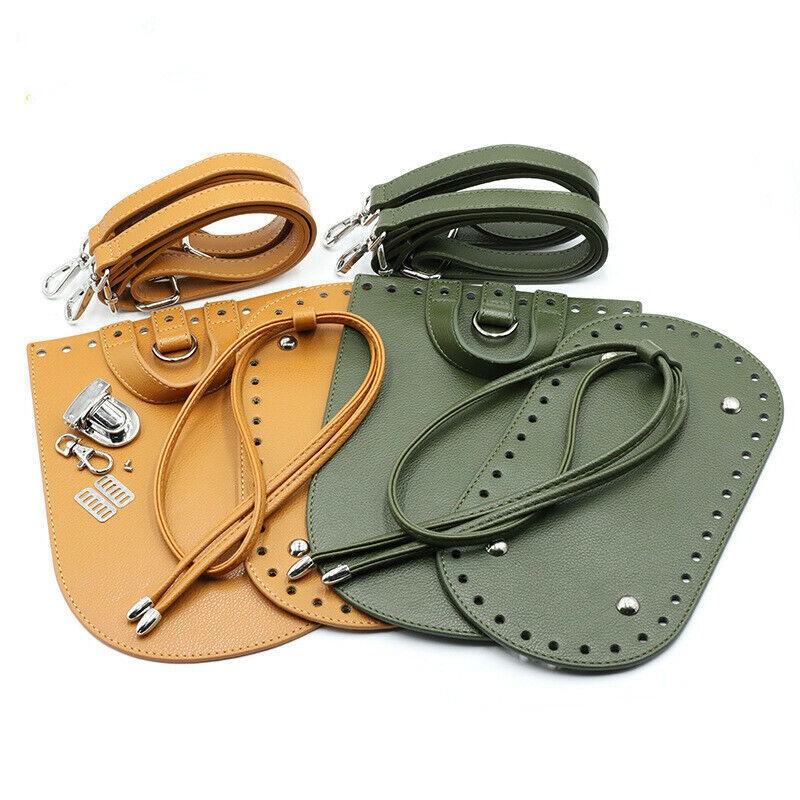 7Pcs/Set PU Leather Bag Bottom Crochet Base Drawstring Bag Making Accessories