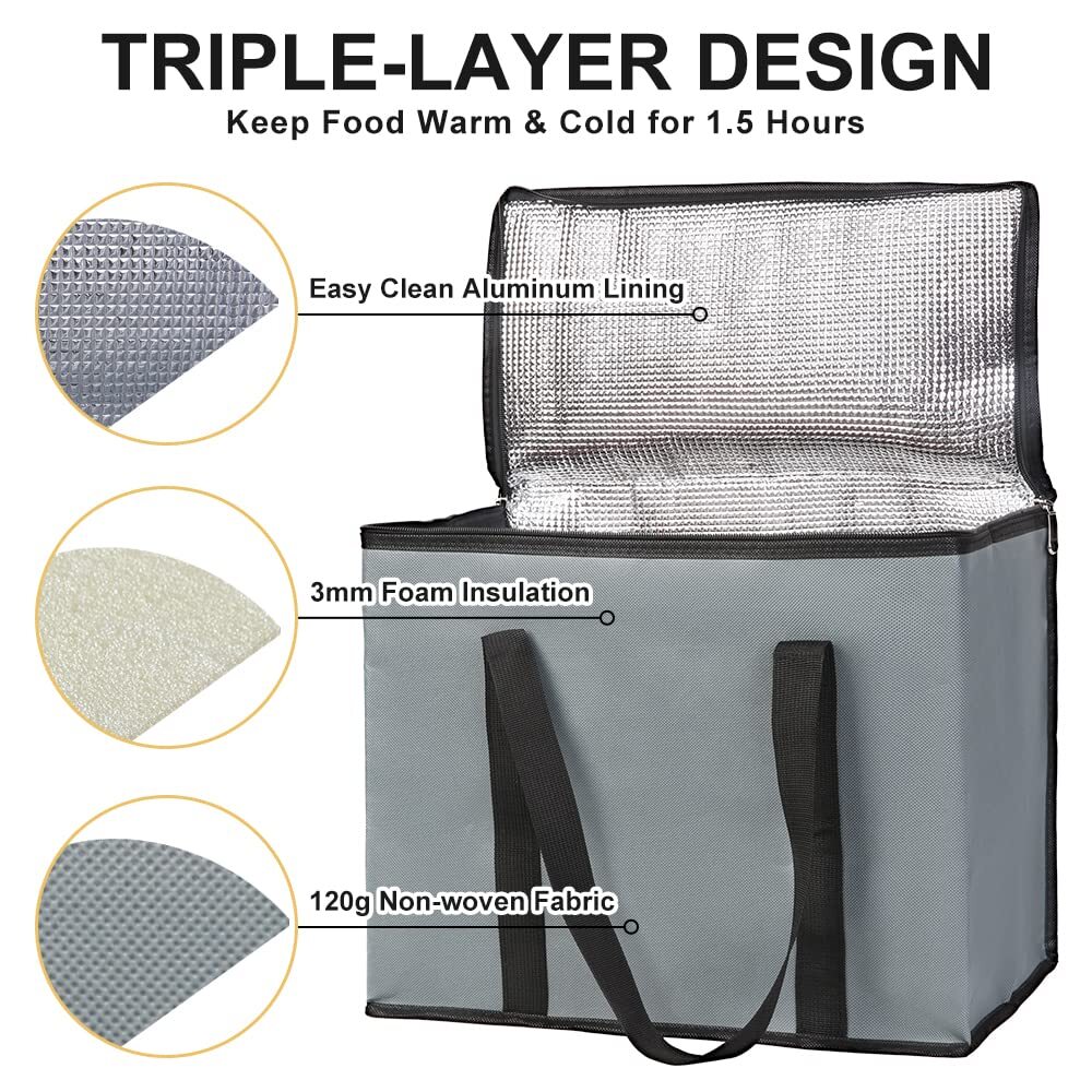 Insulated Grocery Bags Food Delivery Bags for Catering Shopping Tote Cooler Bags