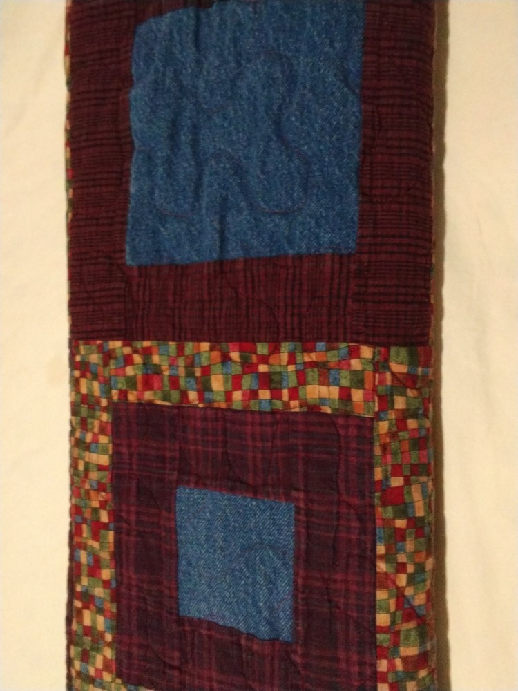 Patchwork Quilt 46"X52", Square Deep Colors Strip, Checkered, Denim, Plaid, Nice