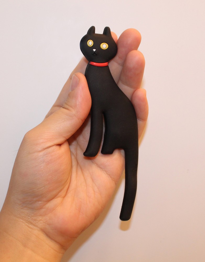 Black Cat Refrigerator Magnet Hooks - 2 pcs Kitty w/ Bendable Leg & Tail Hooks
