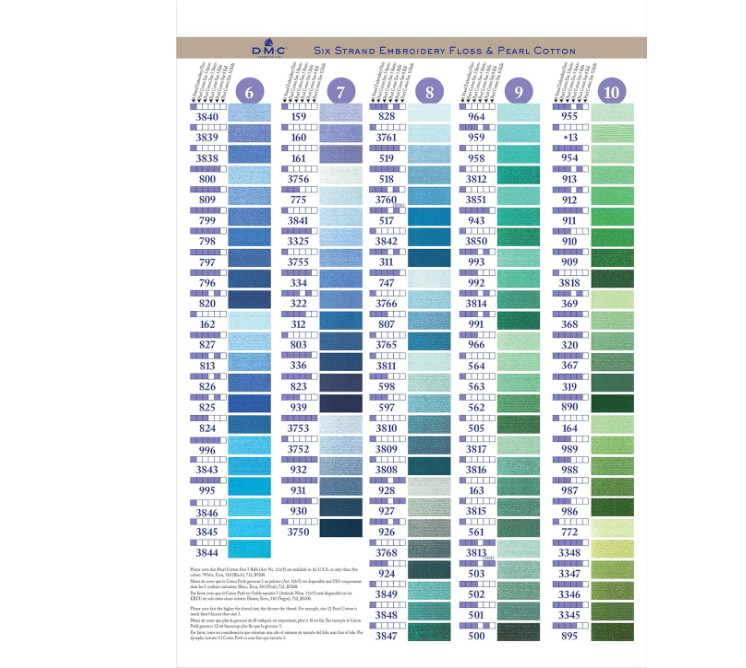 DMC COLORCRD Needlework Threads 12-Page Printed Color Card