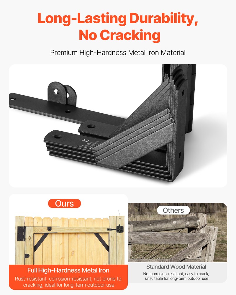 Gate Corner Brace Bracket 2 Sets Anti Sag Gate Frame Hardware Kit Iron Black
