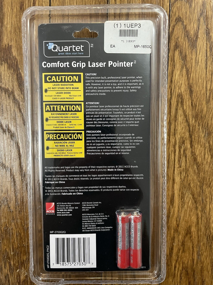 Quartet Comfort Laser Pointer Class 2 - Small Venue - Projects 655 Feet - New!