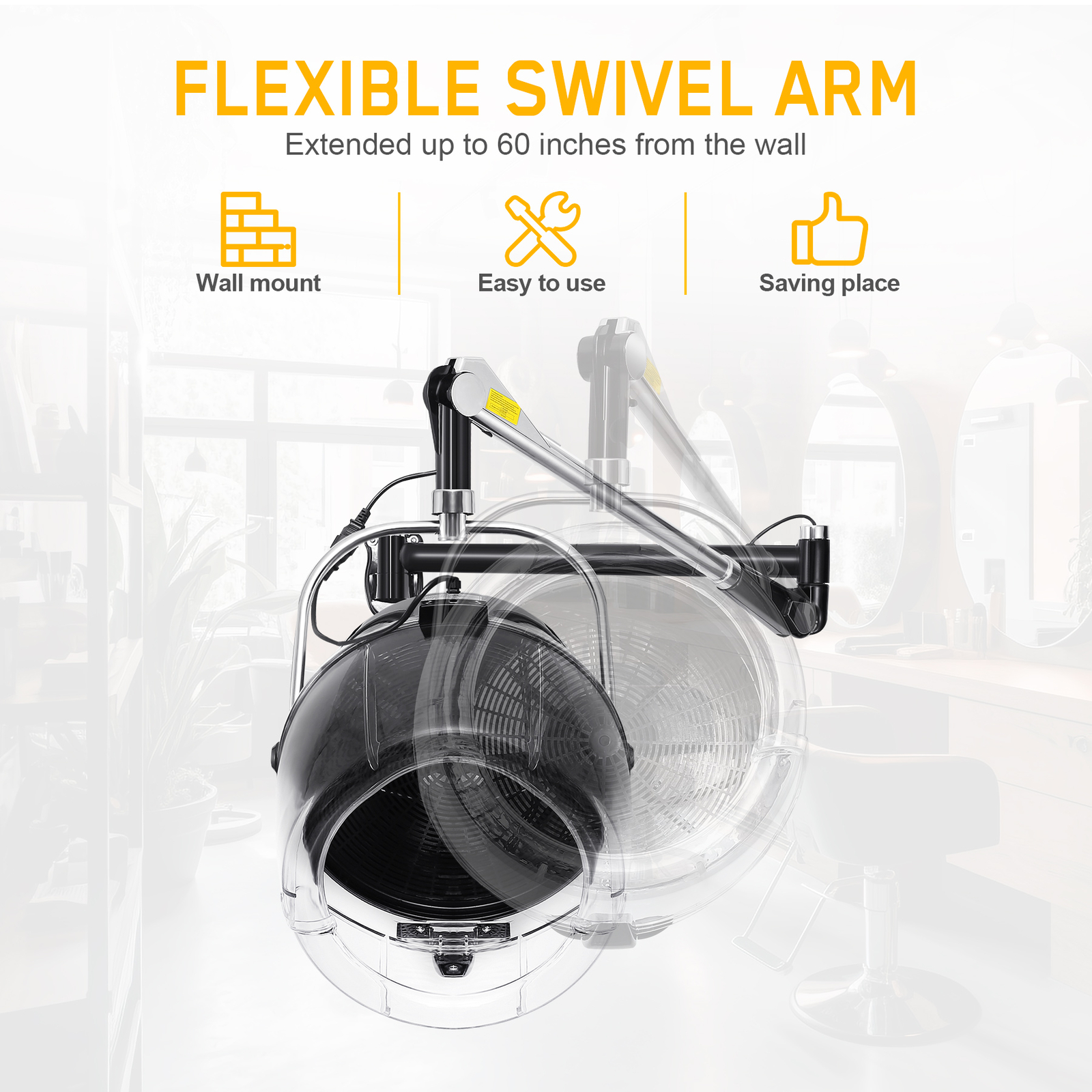 900W Wall Mount Hair Bonnet Hood Dryer Home Salon Perming Heat Hairdressing