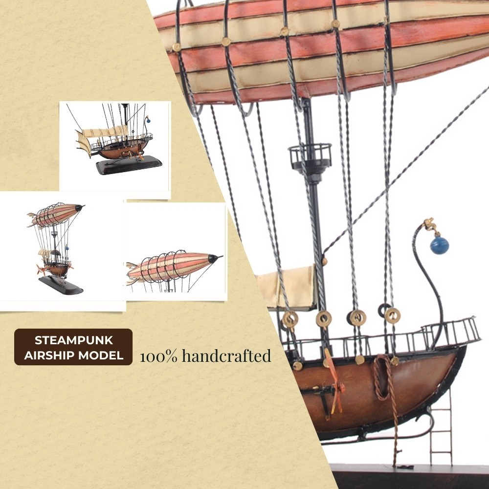 Steampunk Airship Model 14" Handmade Fully Assembled High Quality Home Decor