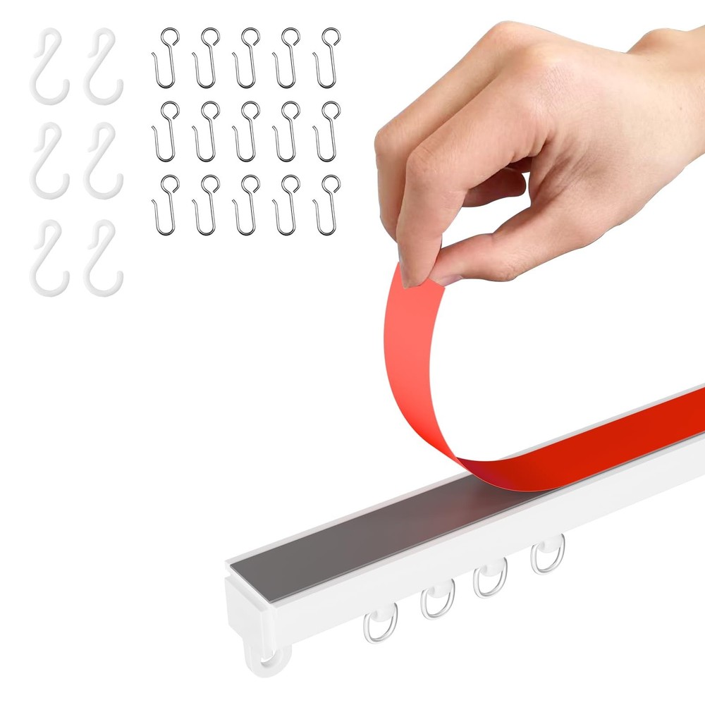 Adhesive Ceiling Curtain Track, Paste Type No Need to Drill, Suitable for Smo...
