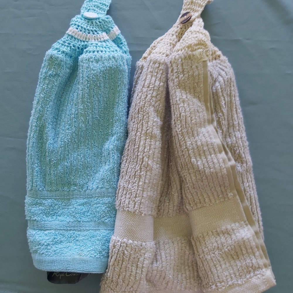 3x Crochet Plain Coloured Double Thickness Kitchen/Hand Towel