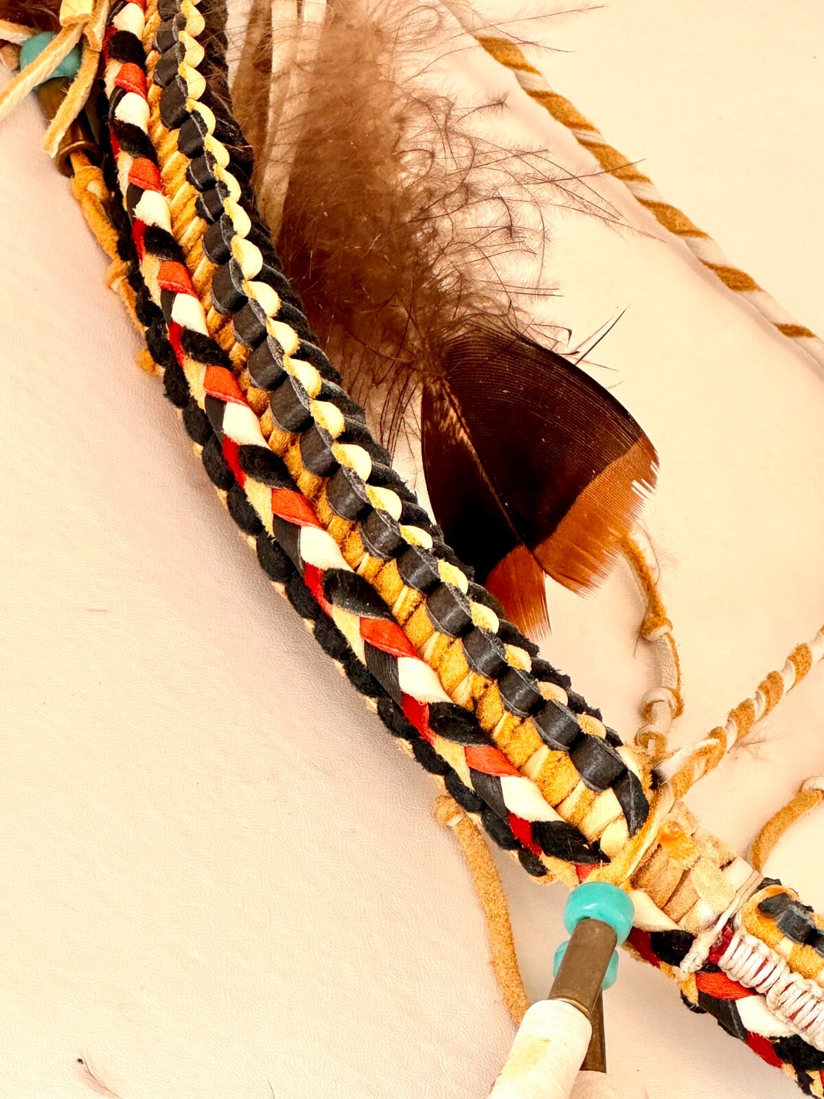 Medicine Wheel-Hopi Artist Lone Eagle Wall Art Braided Leather Wood Hoop Signed