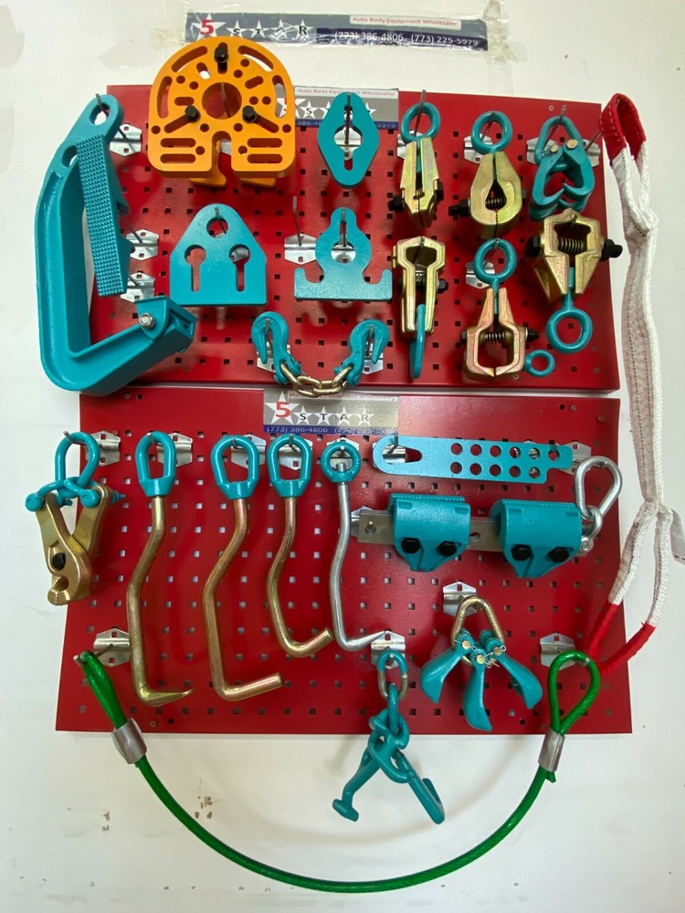 HEAVY DUTY AUTO BODY FRAME MACHINE 25 PIECE PULLING TOOLS AND CLAMPS set 72