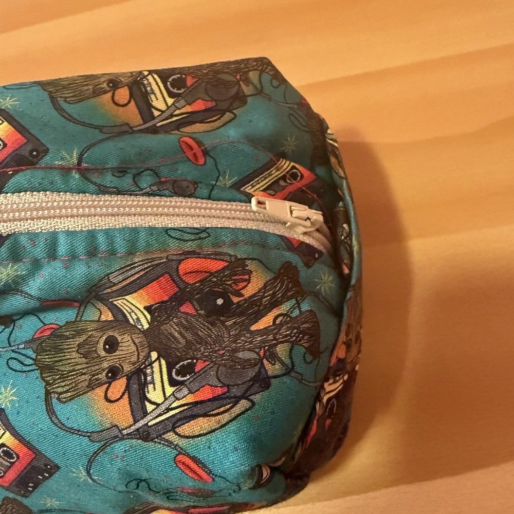 Handmade Marvel Groot Pencil Pouch Case Blue Zipper